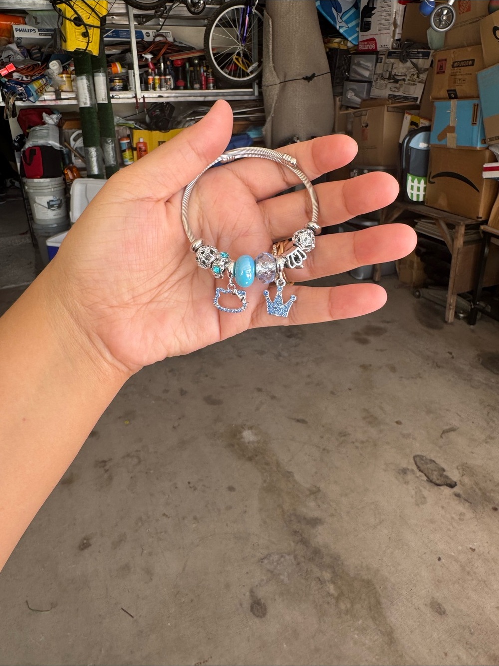 Sanrio Silver-Tone Bracelet with Blue Charm Accents